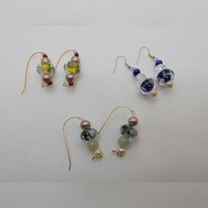 3/$20 Elegant Multicolor Beaded Handmade Earrings Set